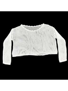 White Open Knit Crop Sweater